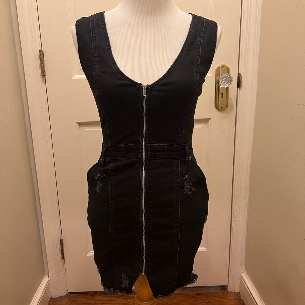 Sexy Carmar Stretch Black Denim Minidress
